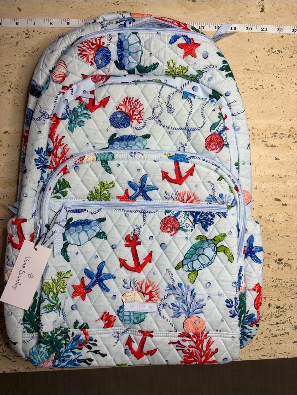 Vera Bradley Essential Large Backpack & Clear Beach Wristlet Anchors Aweigh